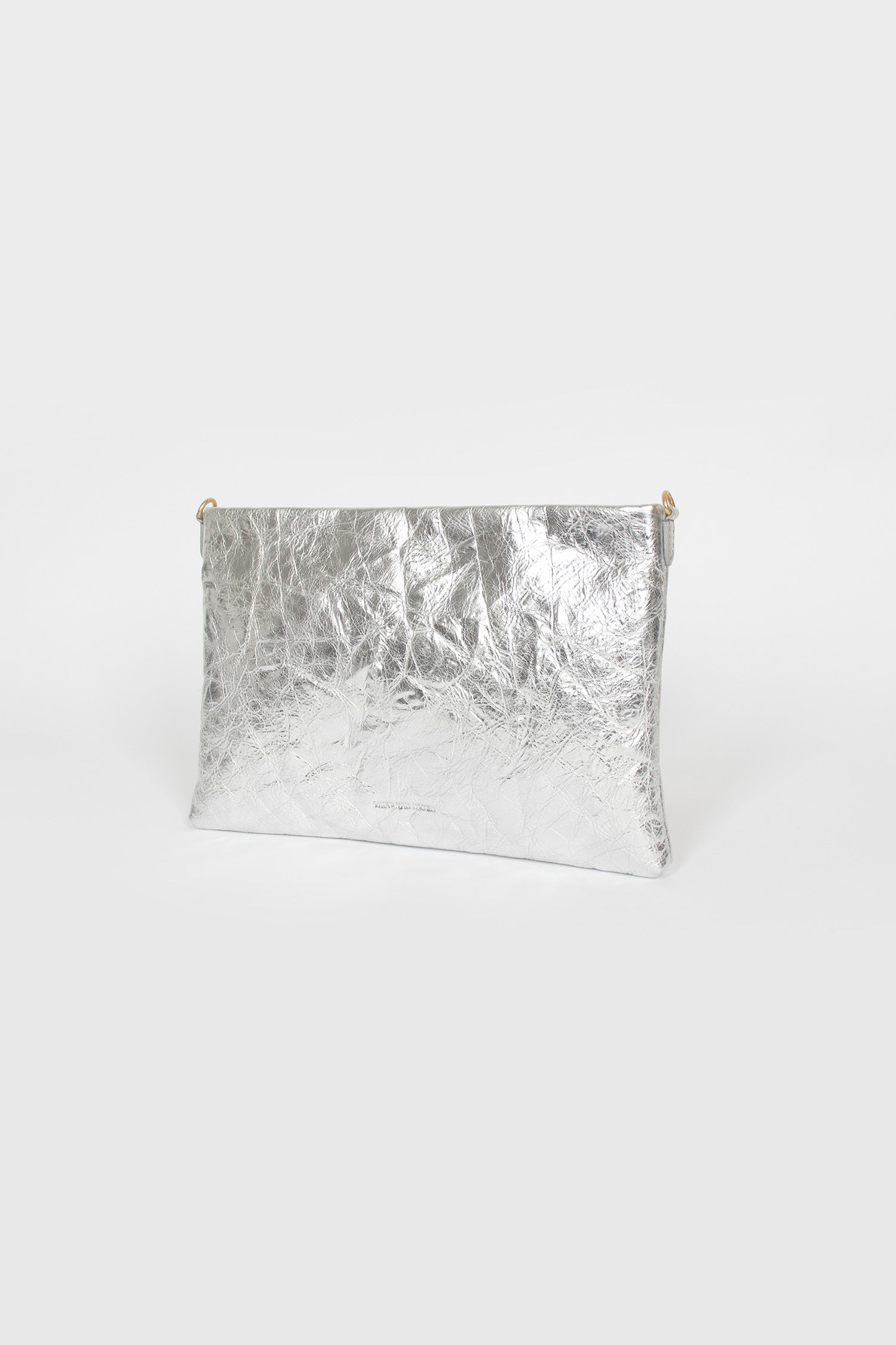 Leather Crossbody Pouch Silver