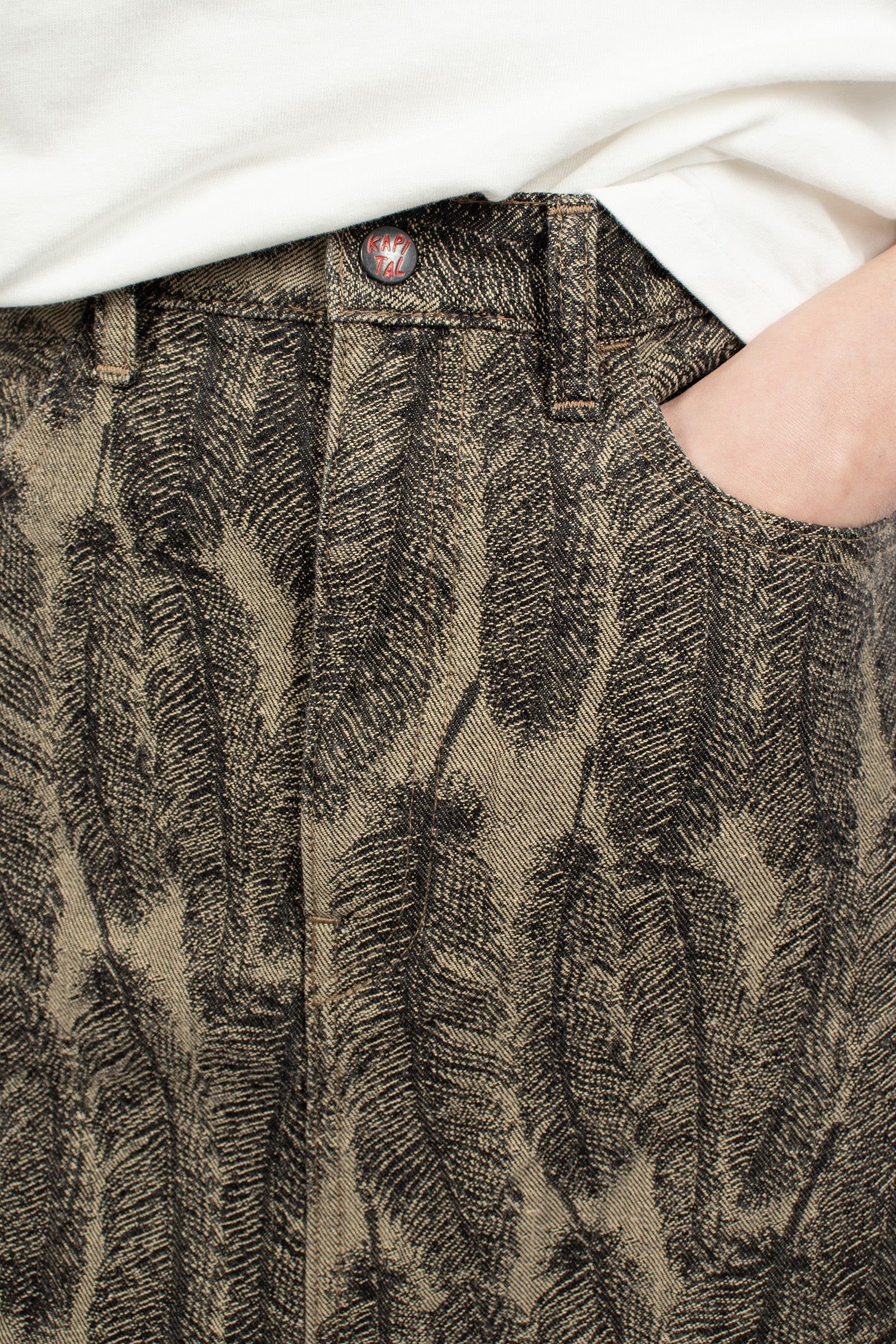 12oz Magpie Denim Maxi Skirt Black/Beige