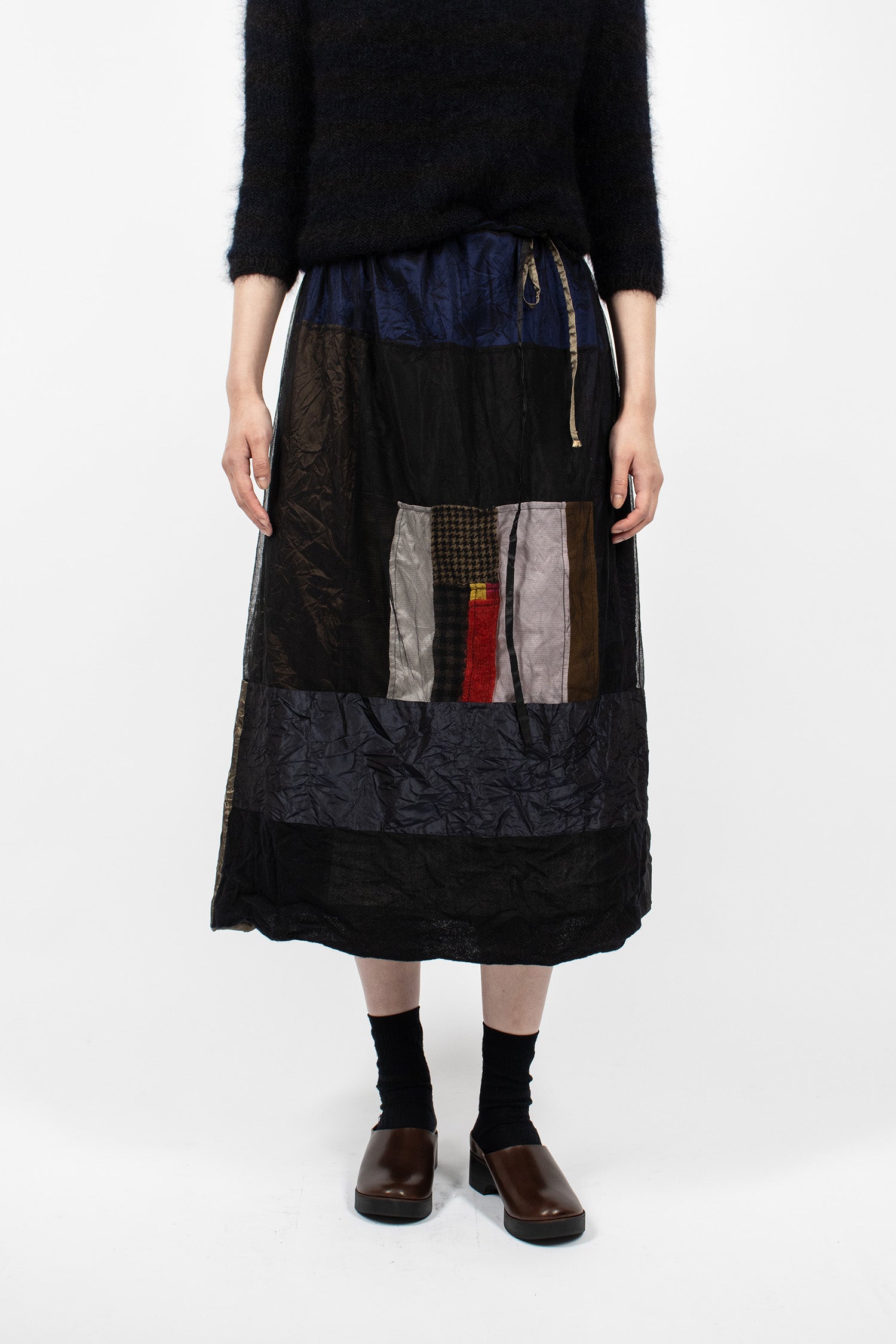 Reversible Taffeta Silk Skirt Colour Mix/Black