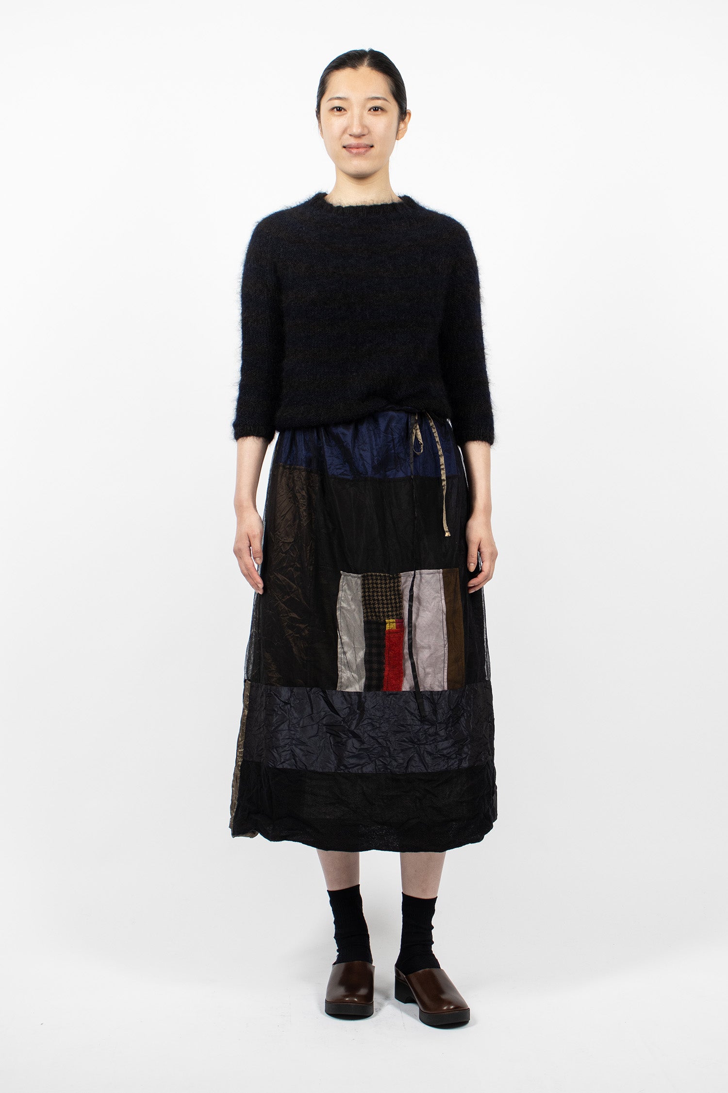 Reversible Taffeta Silk Skirt Colour Mix/Black