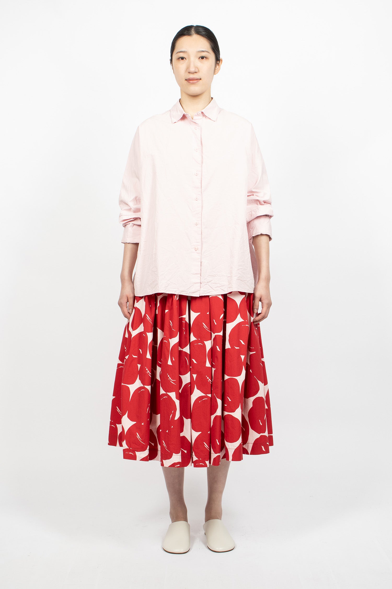 Double Rideaux Skirt Red Print