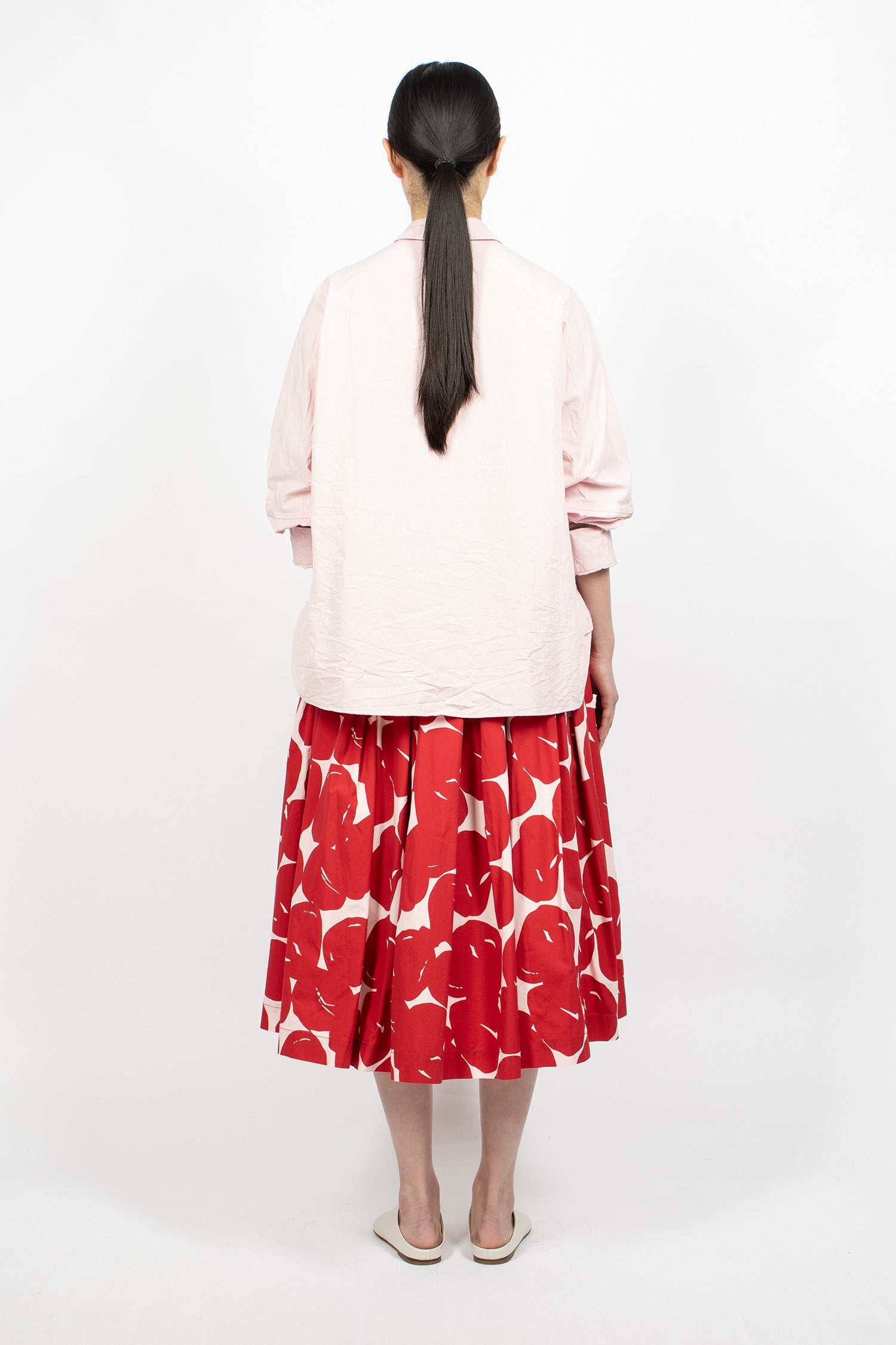 Double Rideaux Skirt Red Print