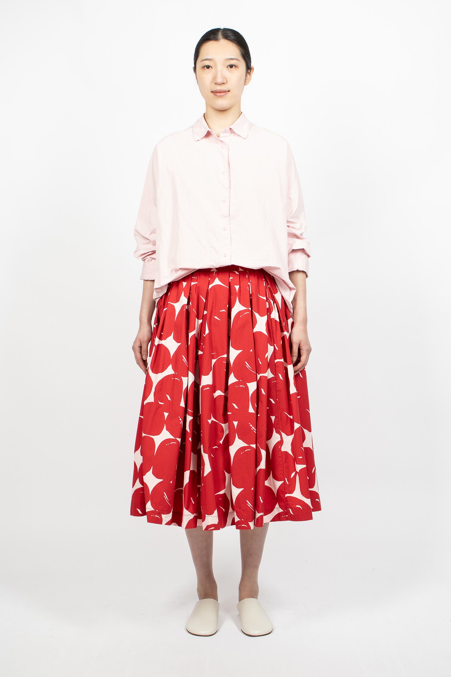 Double Rideaux Skirt Red Print