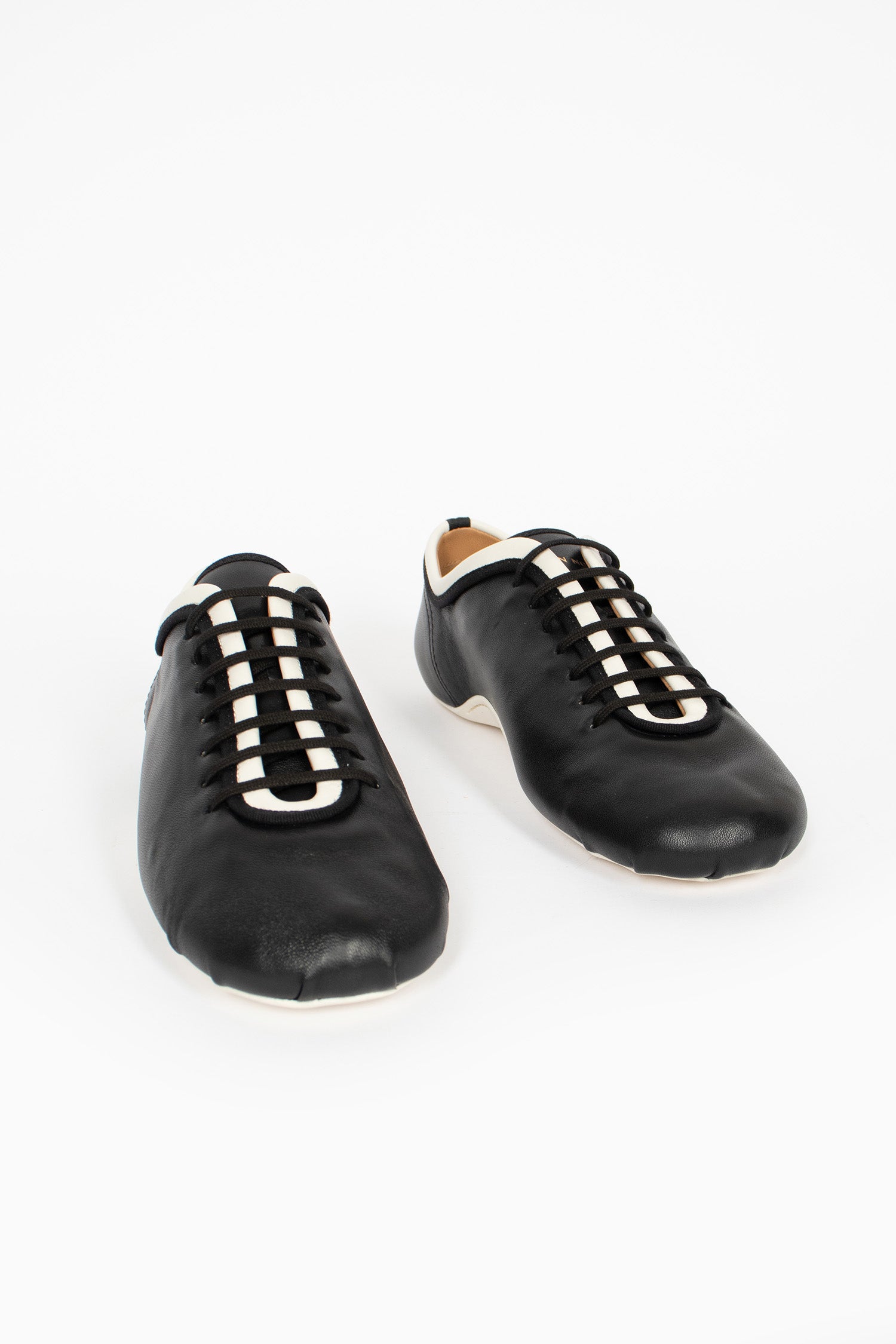 Leather Ballerina Sneakers Black