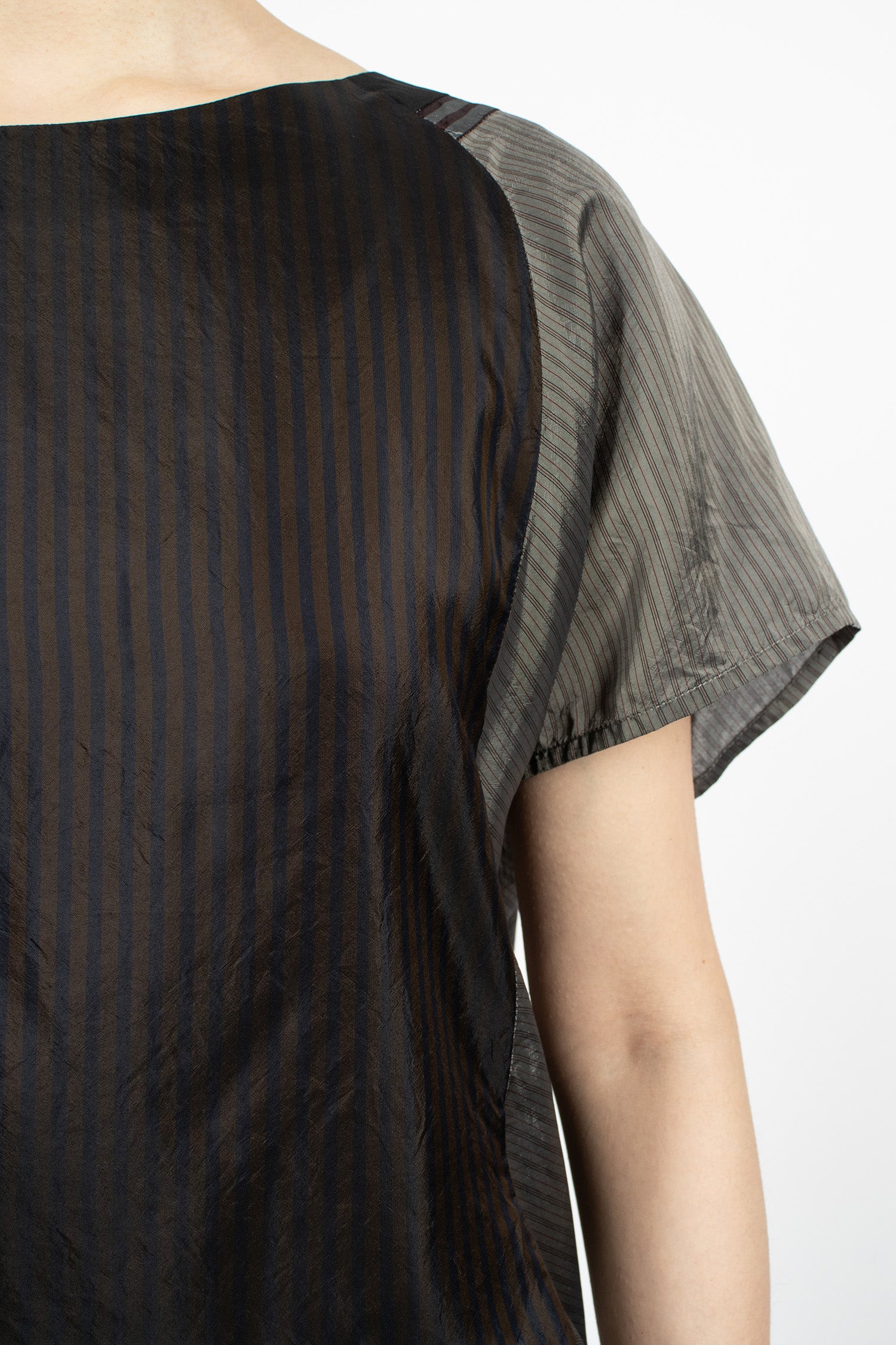 Draped Asymmetrical Top Dark Brown