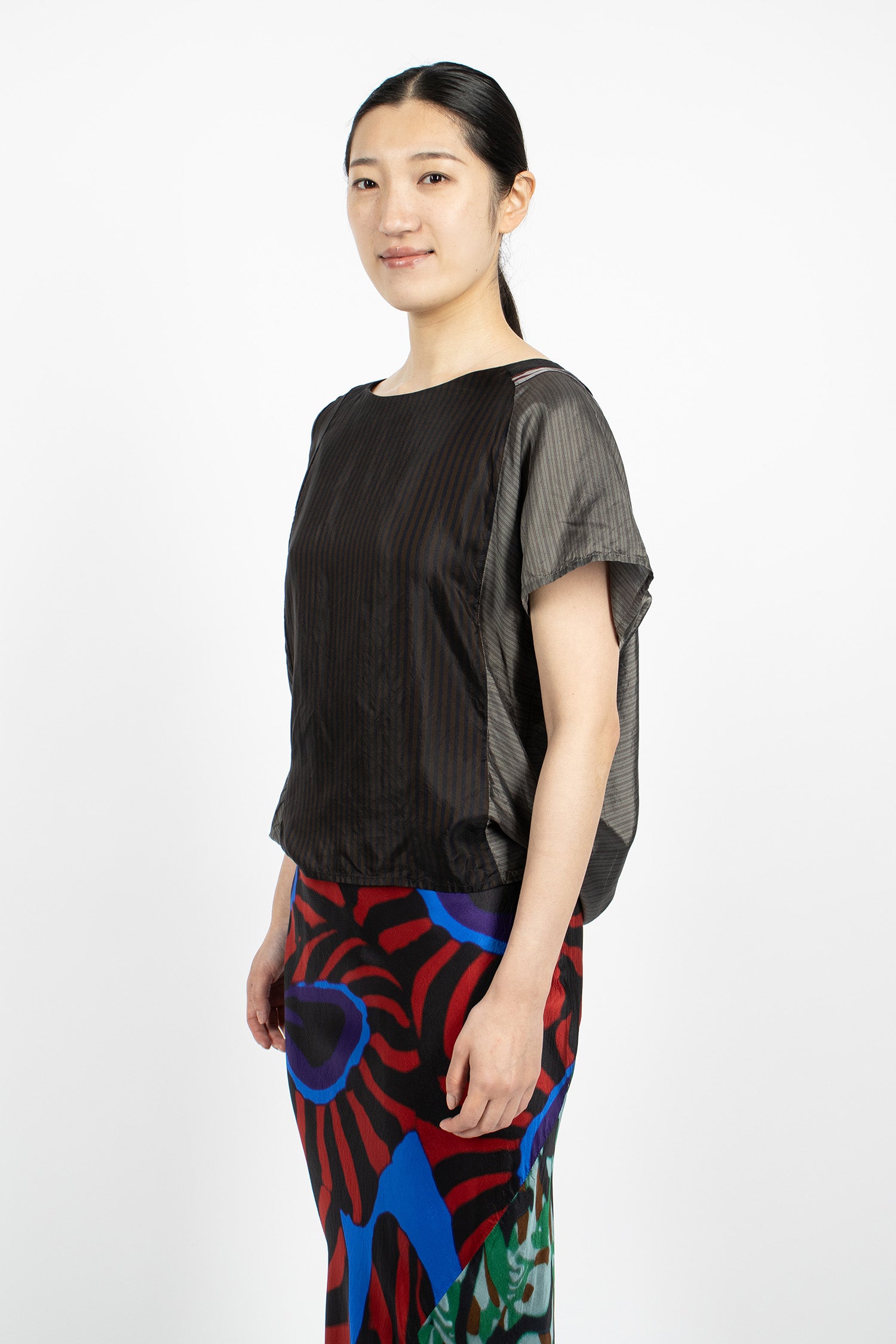 Draped Asymmetrical Top Dark Brown
