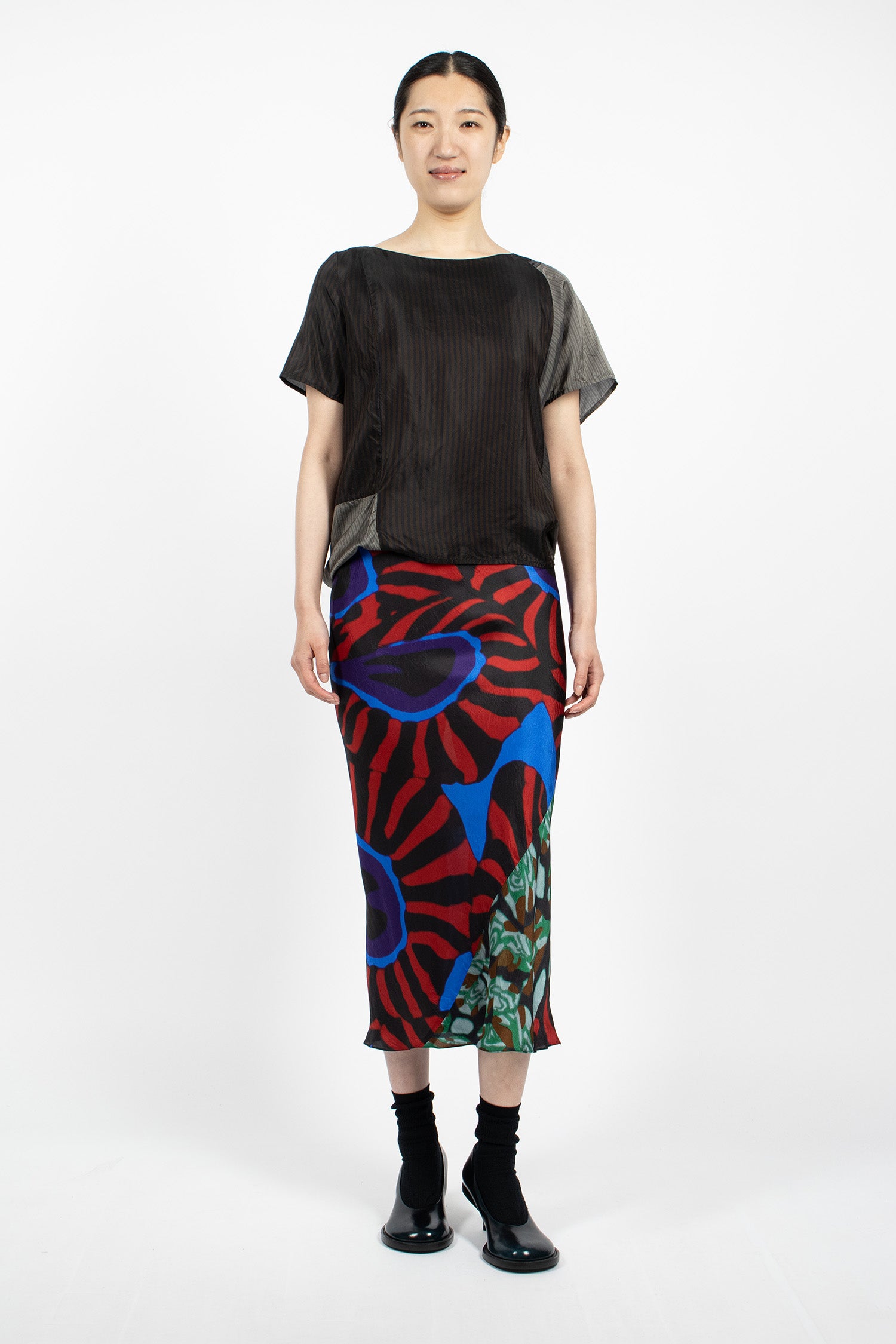 Draped Asymmetrical Top Dark Brown