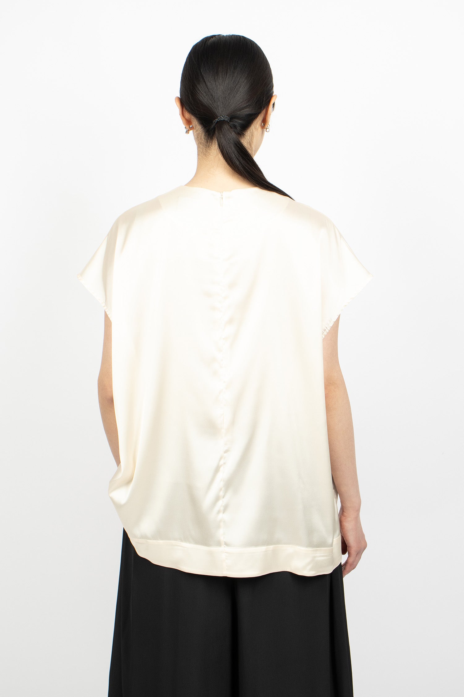 Poppy Motif Smock Top Cream