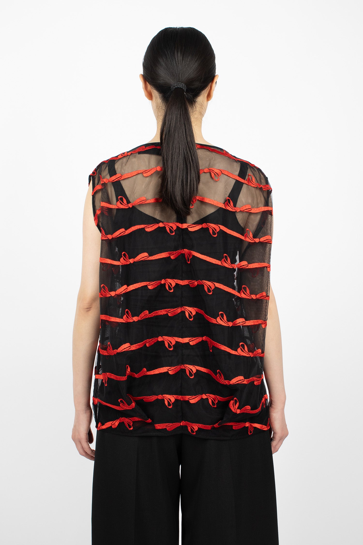 Boxy Smock Top Black/Red