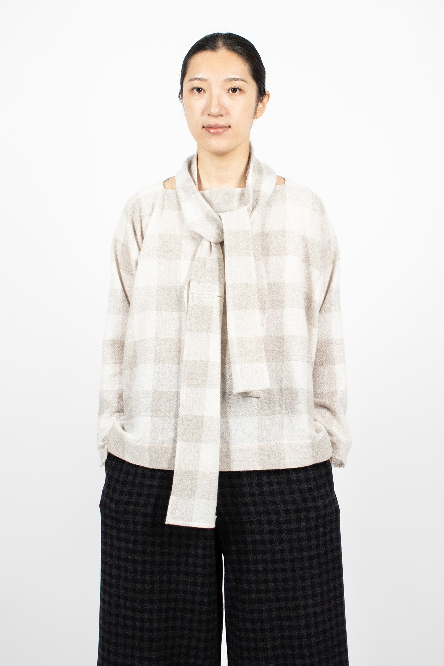 Square Cashmere Shirt Light Grey/Cream