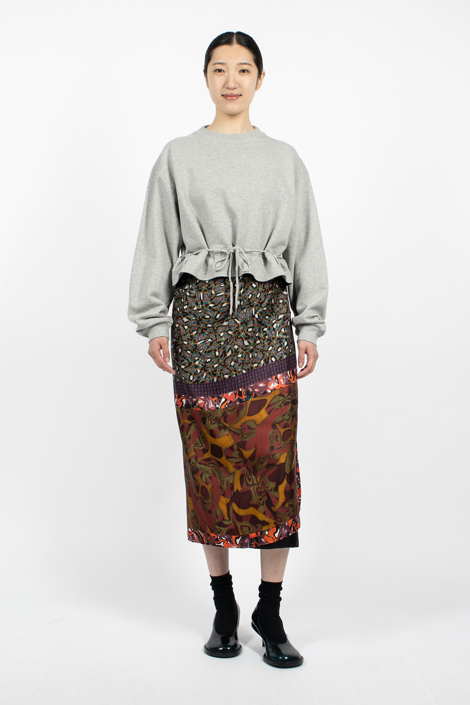 Boxy Drawstring Sweatshirt Grey Melange