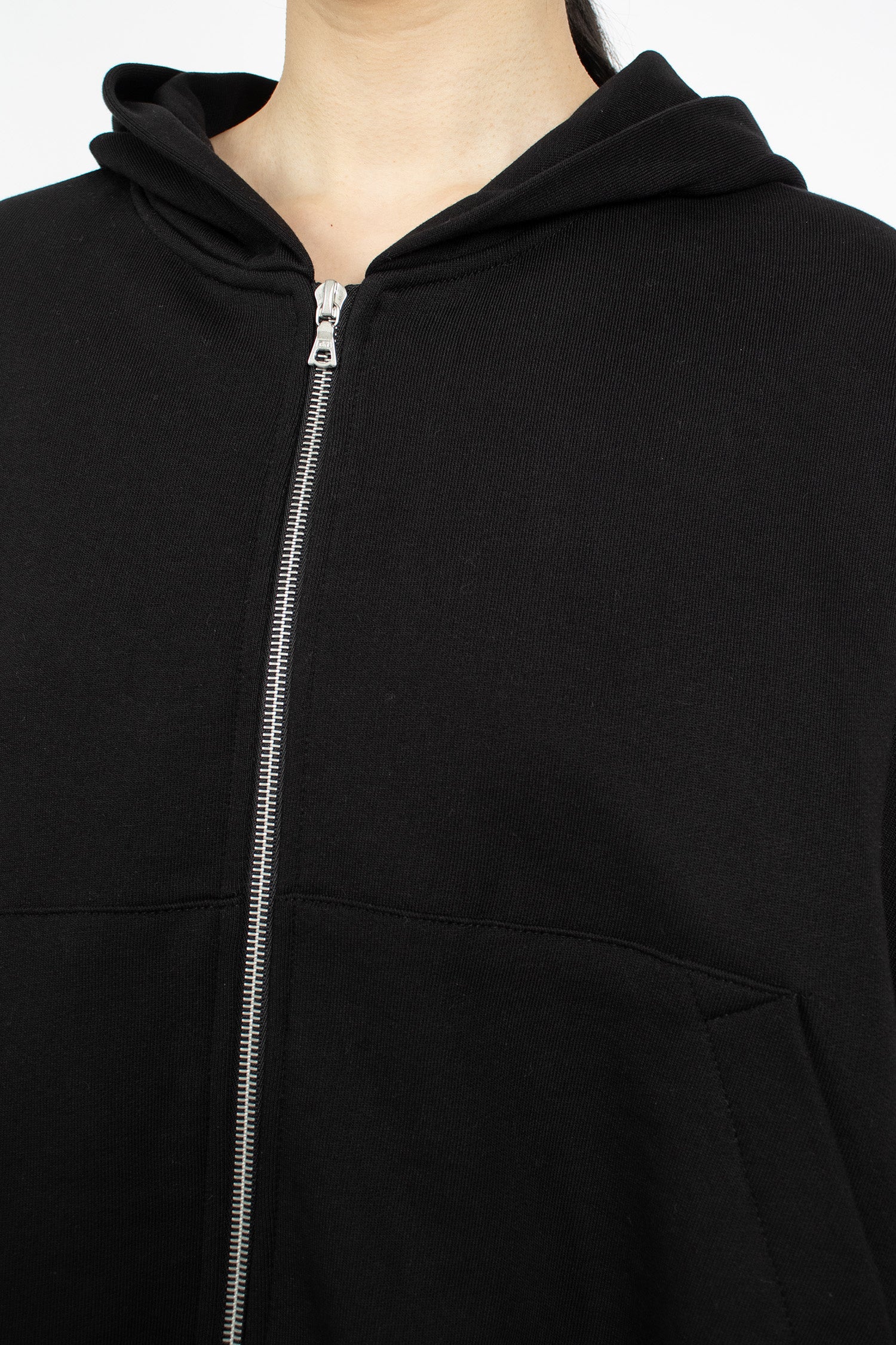 Draped Hooded Sweat Jacket Black